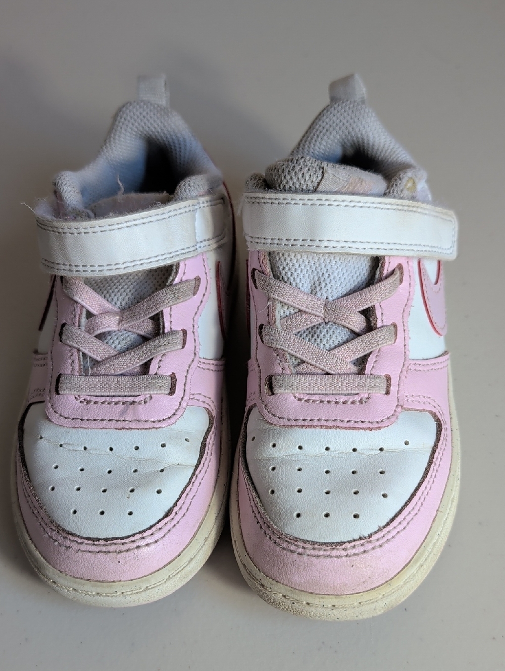 Nike Kids White and Pink Velcro Sneakers
